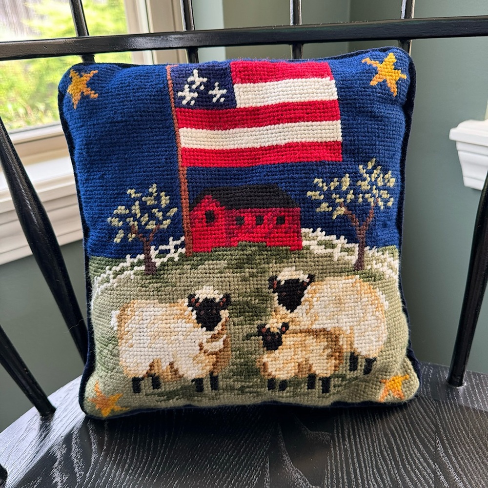 GUC - Americana Needlepoint Accent Pillow